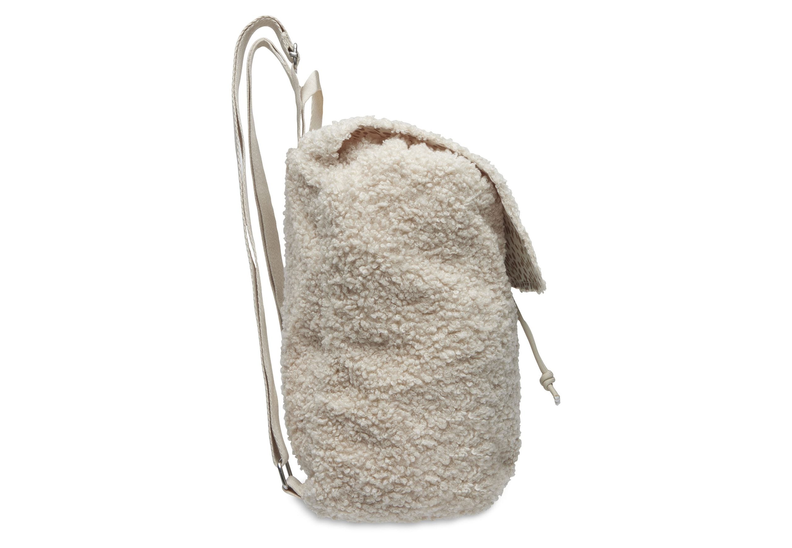 Rugtasje boucle teddy naturel