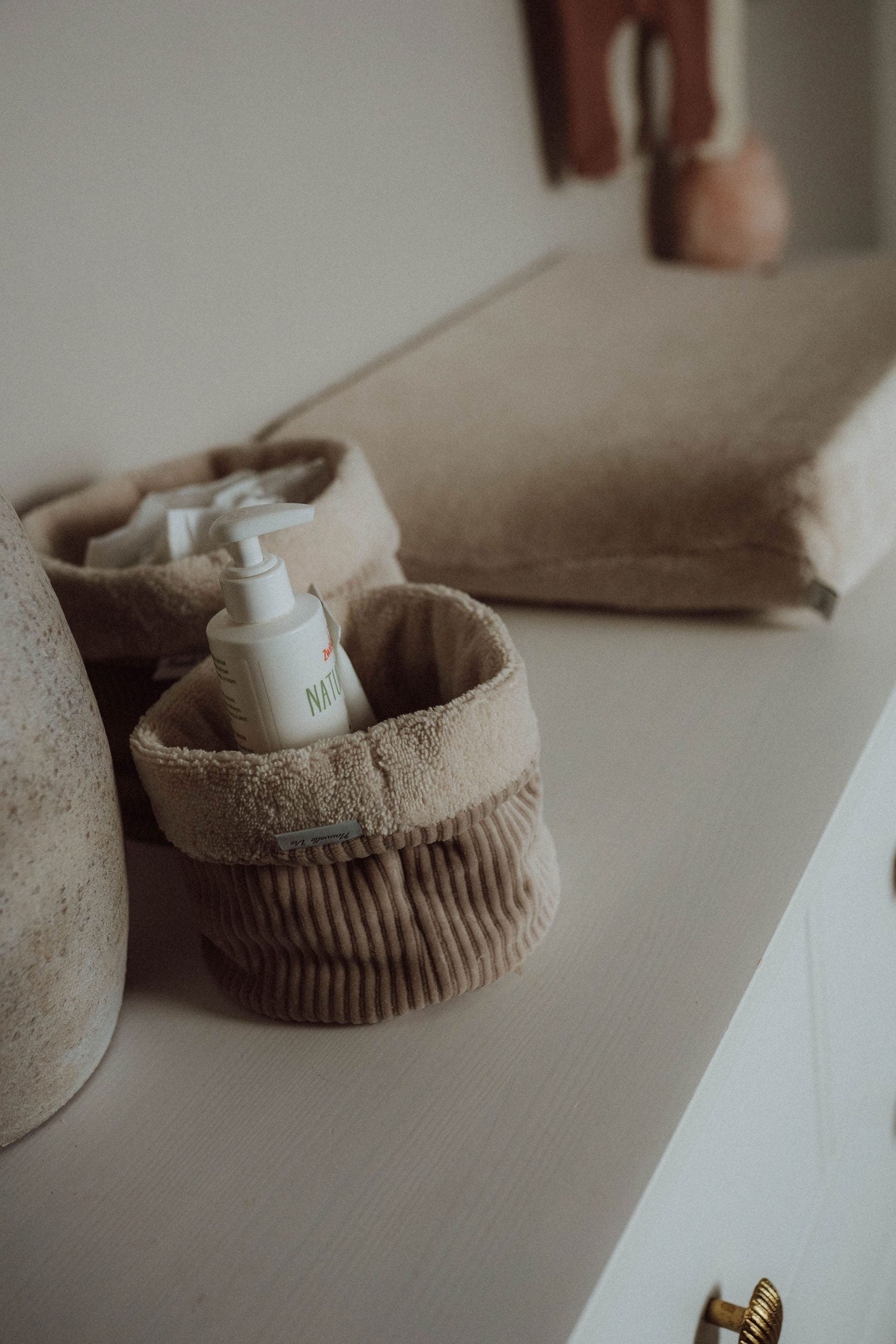 Commodemandjes rib velvet beige