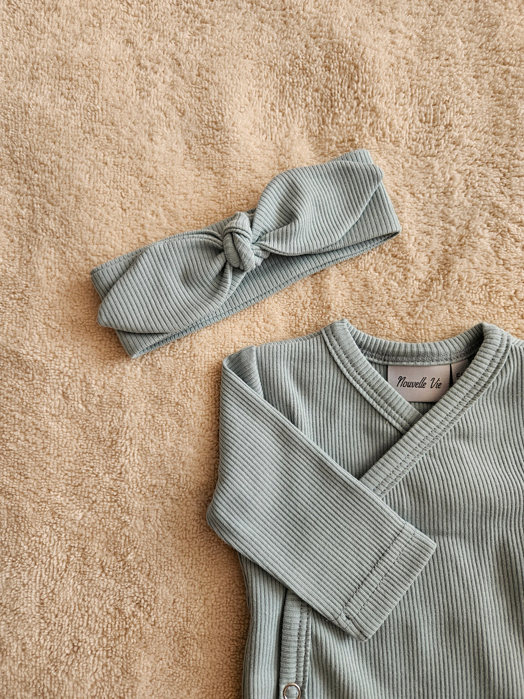 Haarbandje rib zeegroen