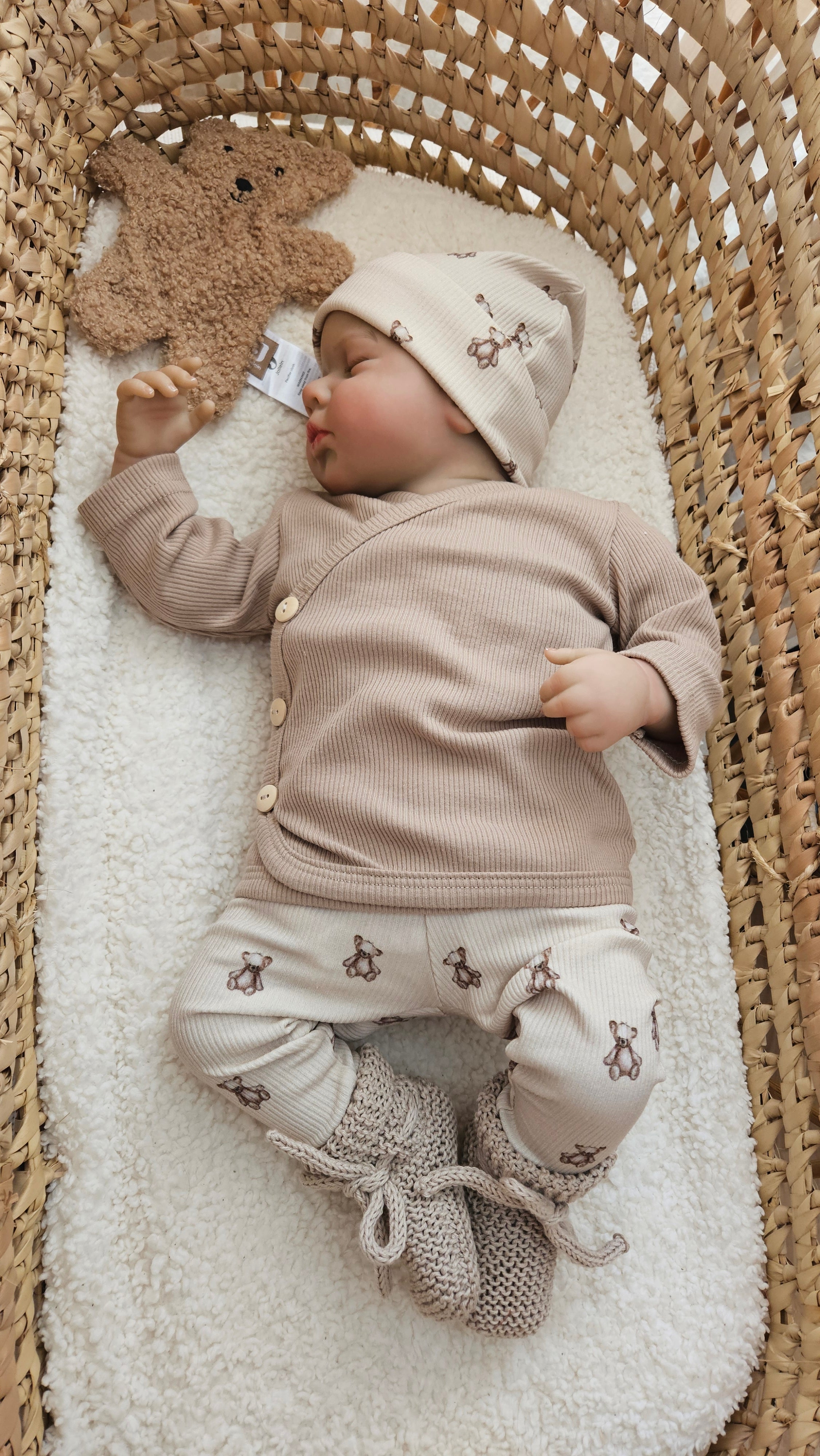 Broekje rib teddyberen zand