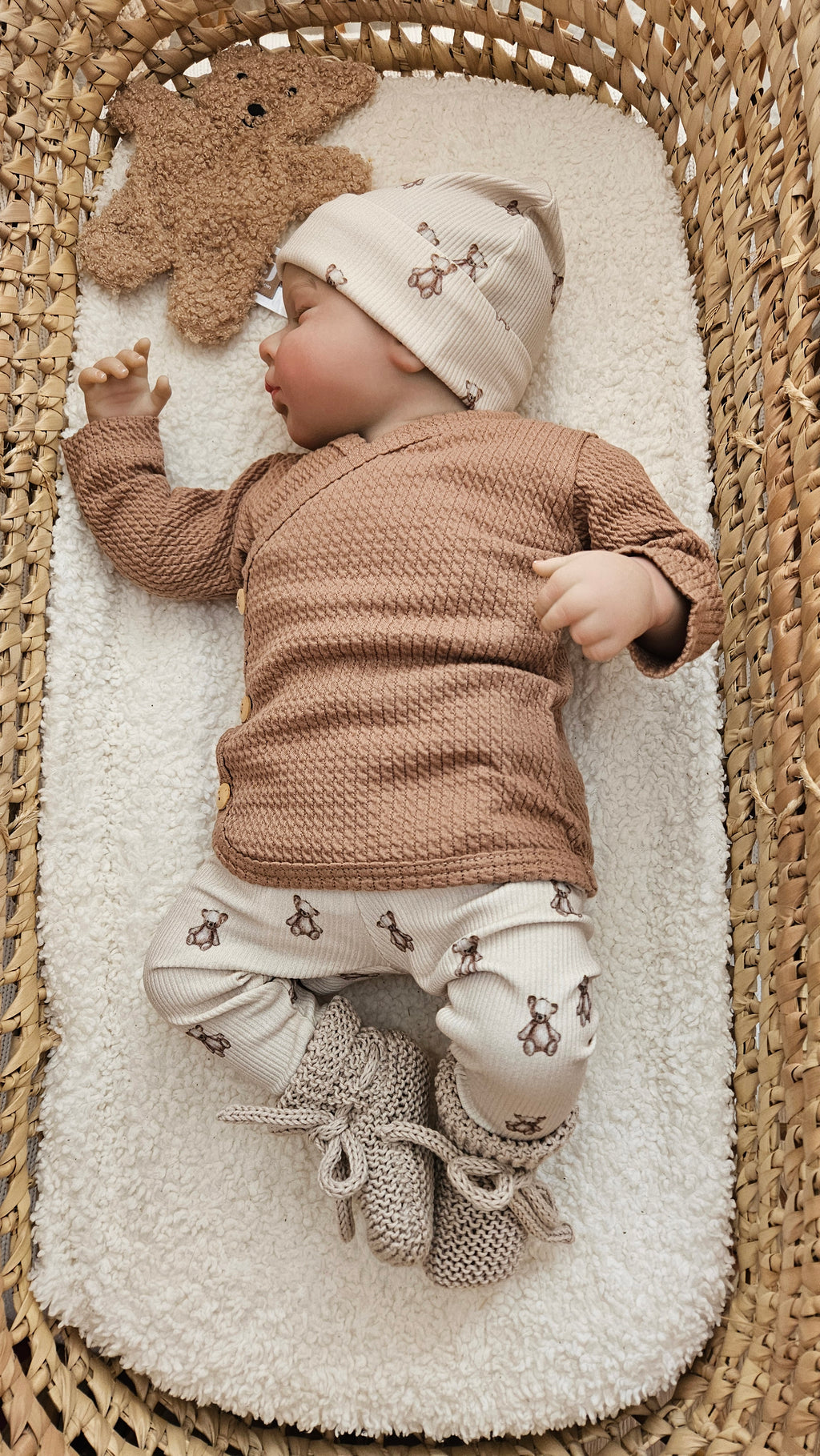 Broekje rib teddyberen zand
