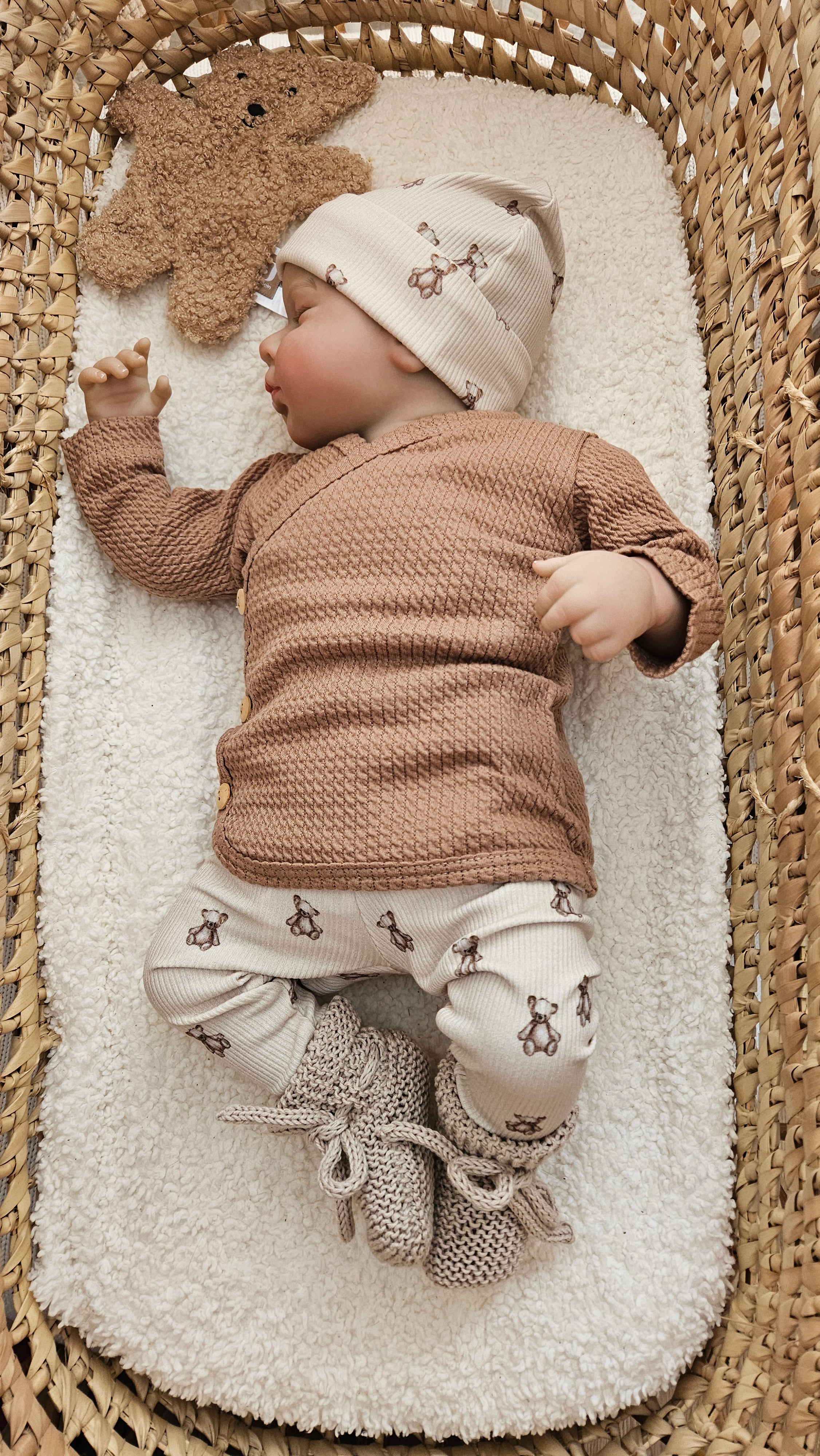 Broekje rib teddyberen zand