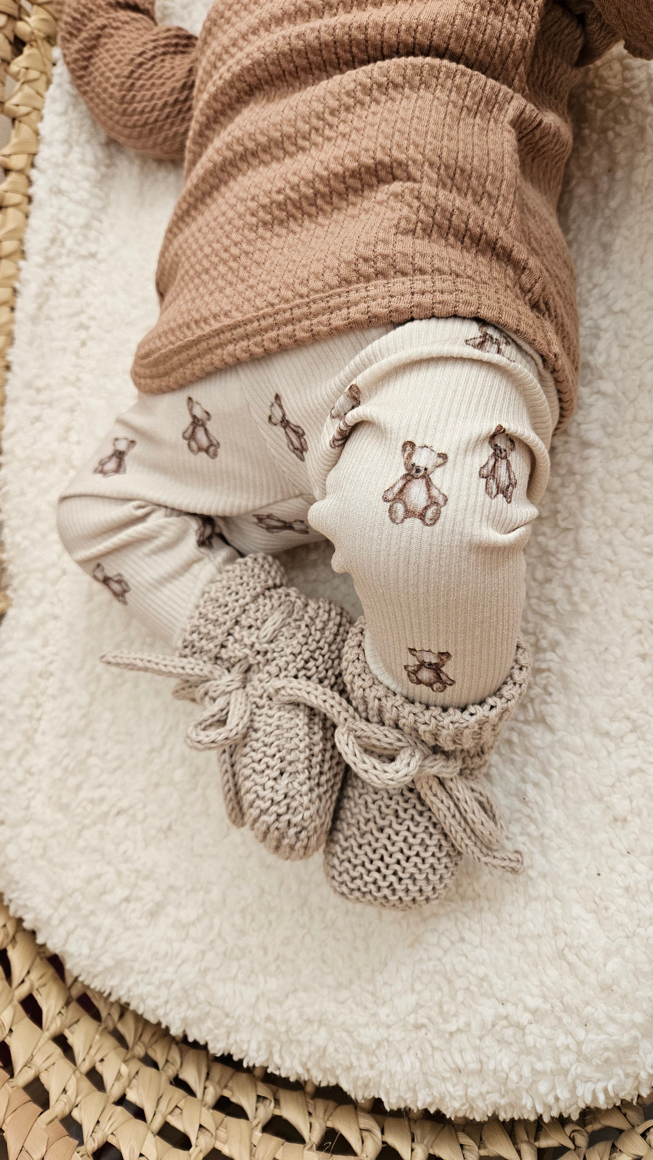 Broekje rib teddyberen zand