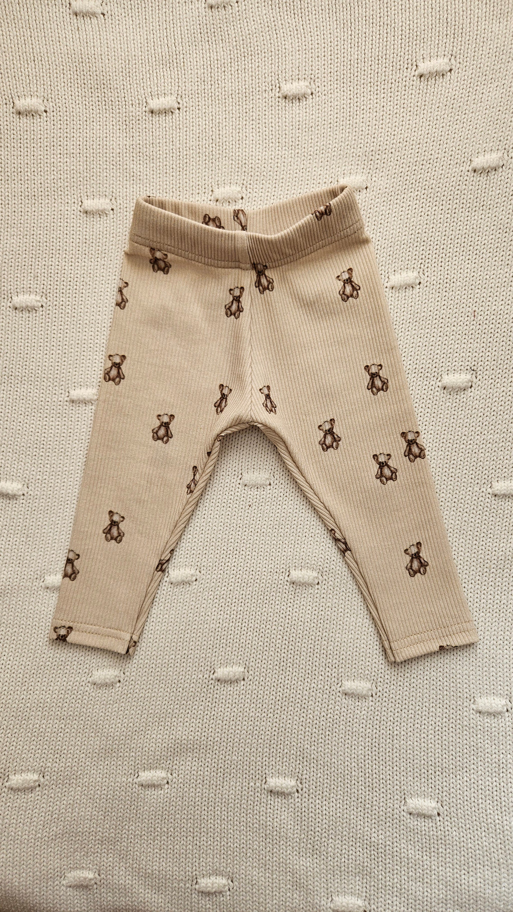 Broekje rib teddyberen zand
