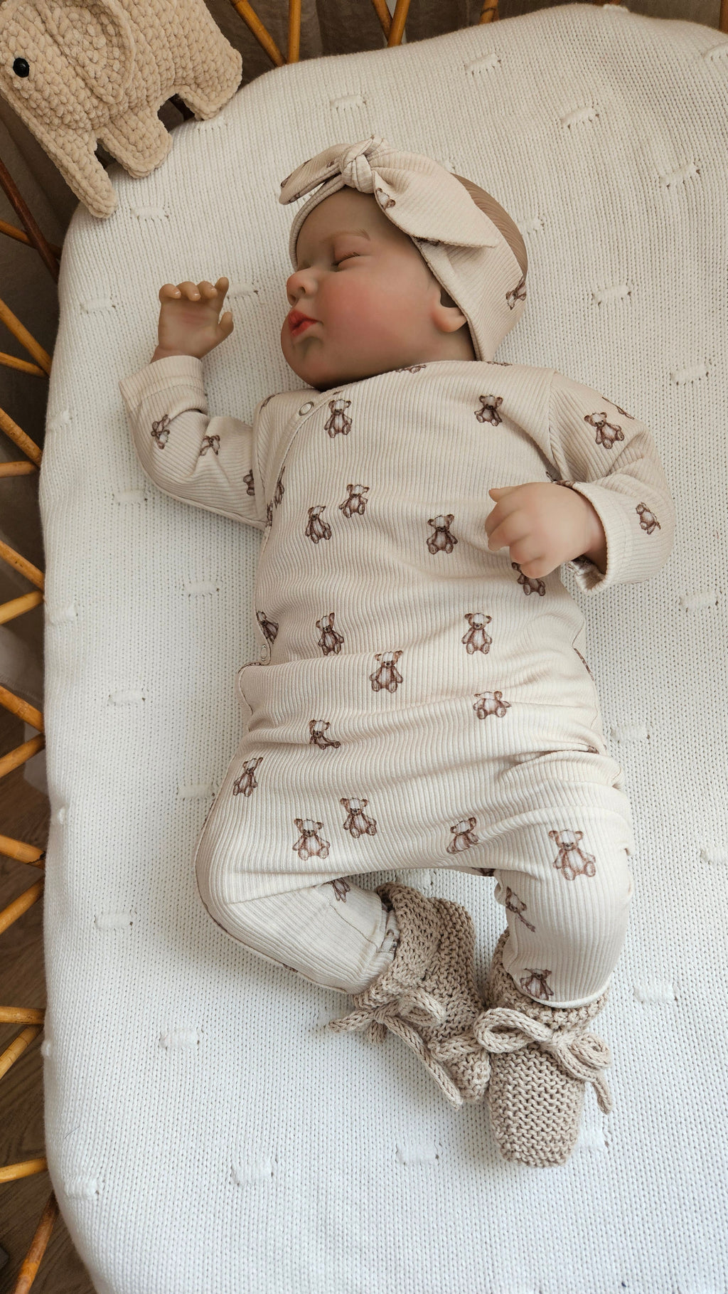Haarbandje rib teddyberen zand