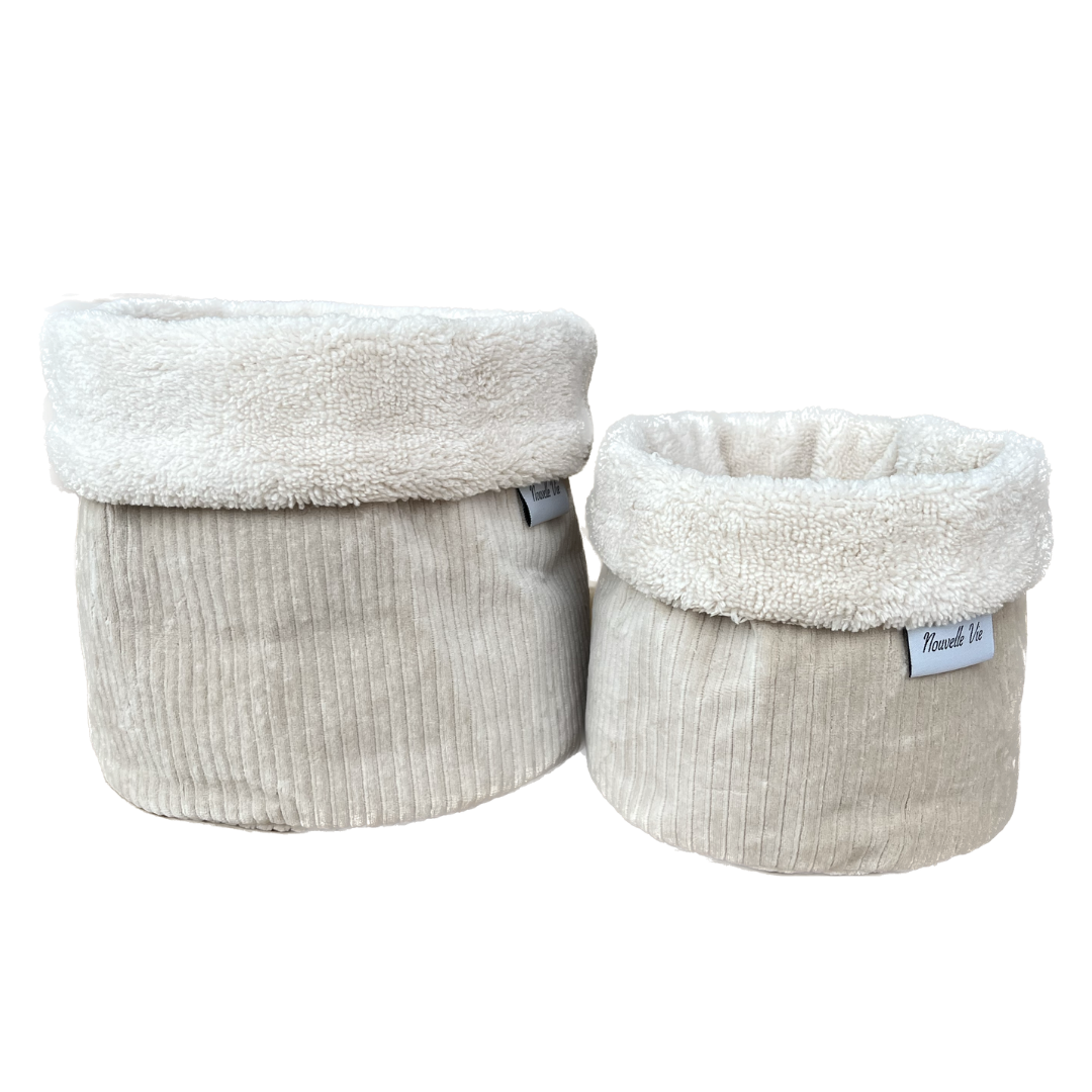 Commodemandjes rib velvet beige detail