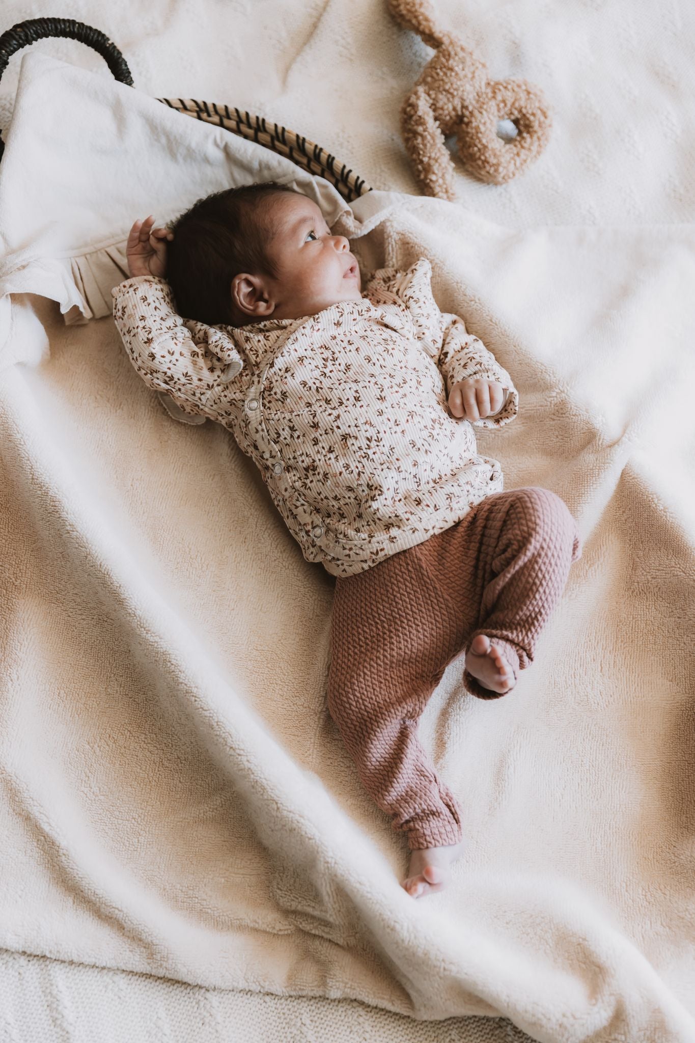 Overslagshirtje rib blossom beige